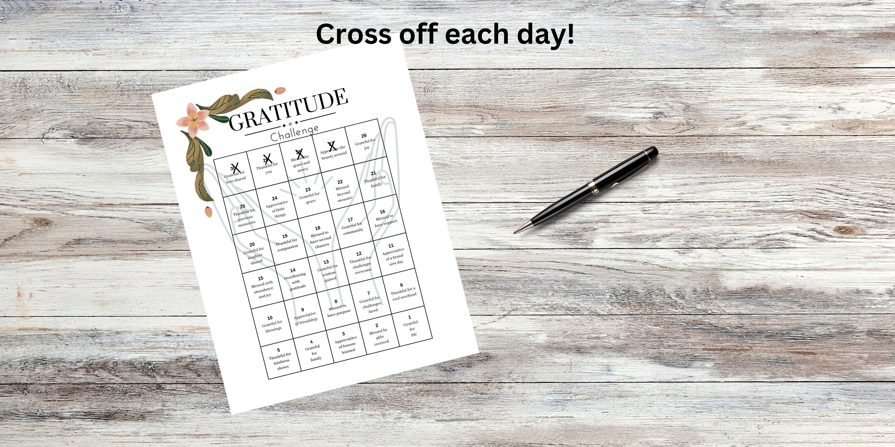 30-day Gratitude Challenge Countdown Calendar - Daily Affirmations ...
