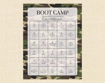 Boot Camp 30-day Daily Countdown Calendar Printable, Army Boot