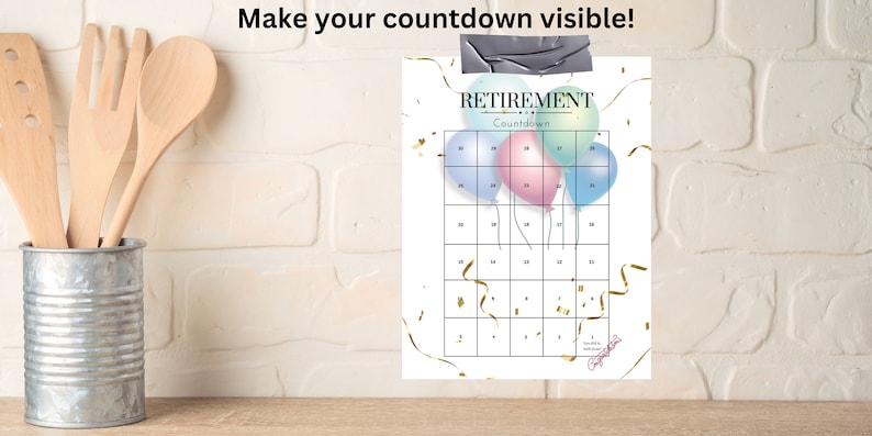 Retirement Countdown Calendar Printable PDF, Retirement Celebration ...