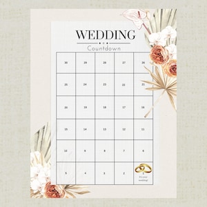 Wedding Countdown Calendar Instant Download Printable PDF - Etsy