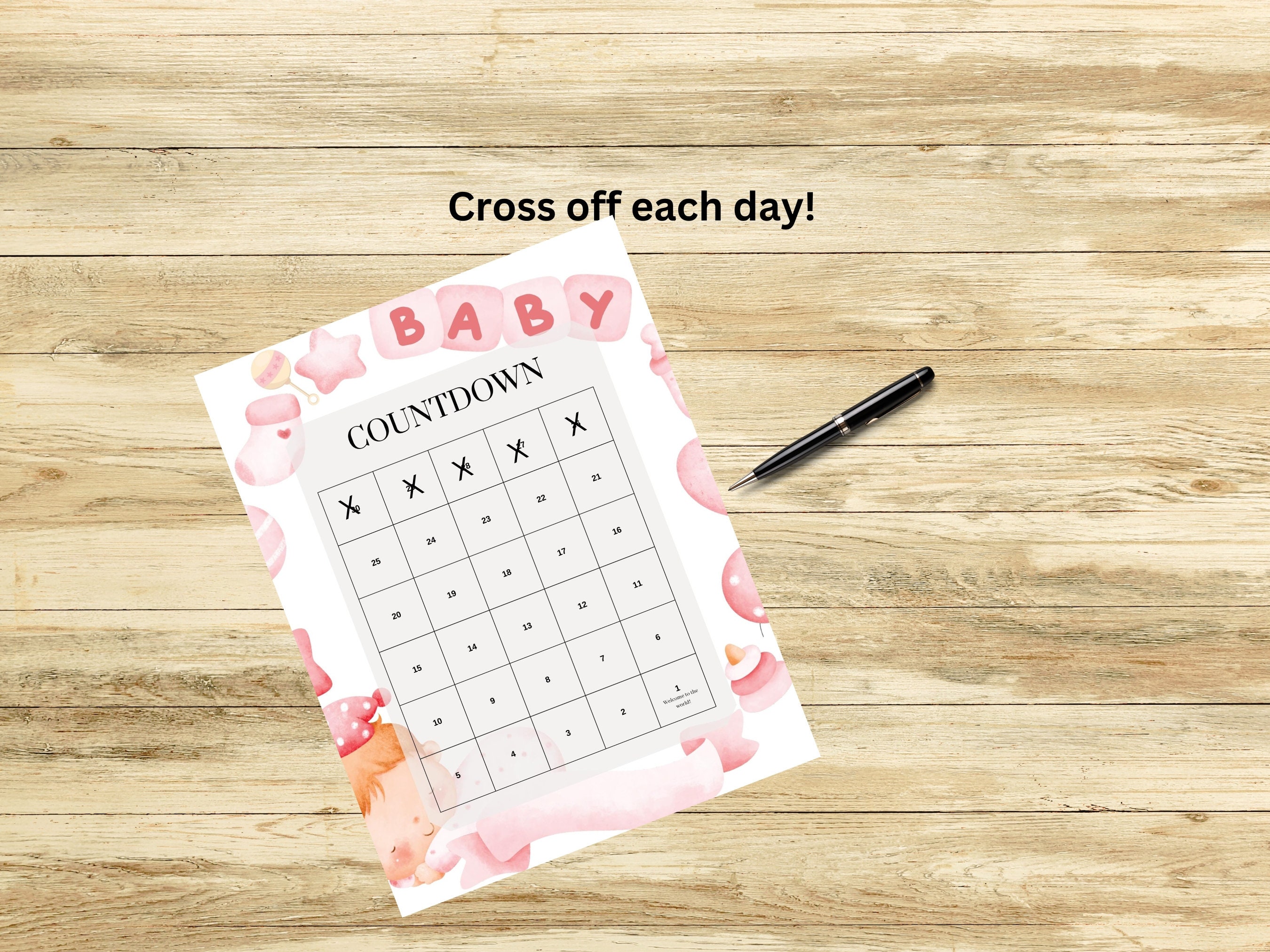 Pregnancy Countdown Calendar Instant Download Printable PDF - Etsy