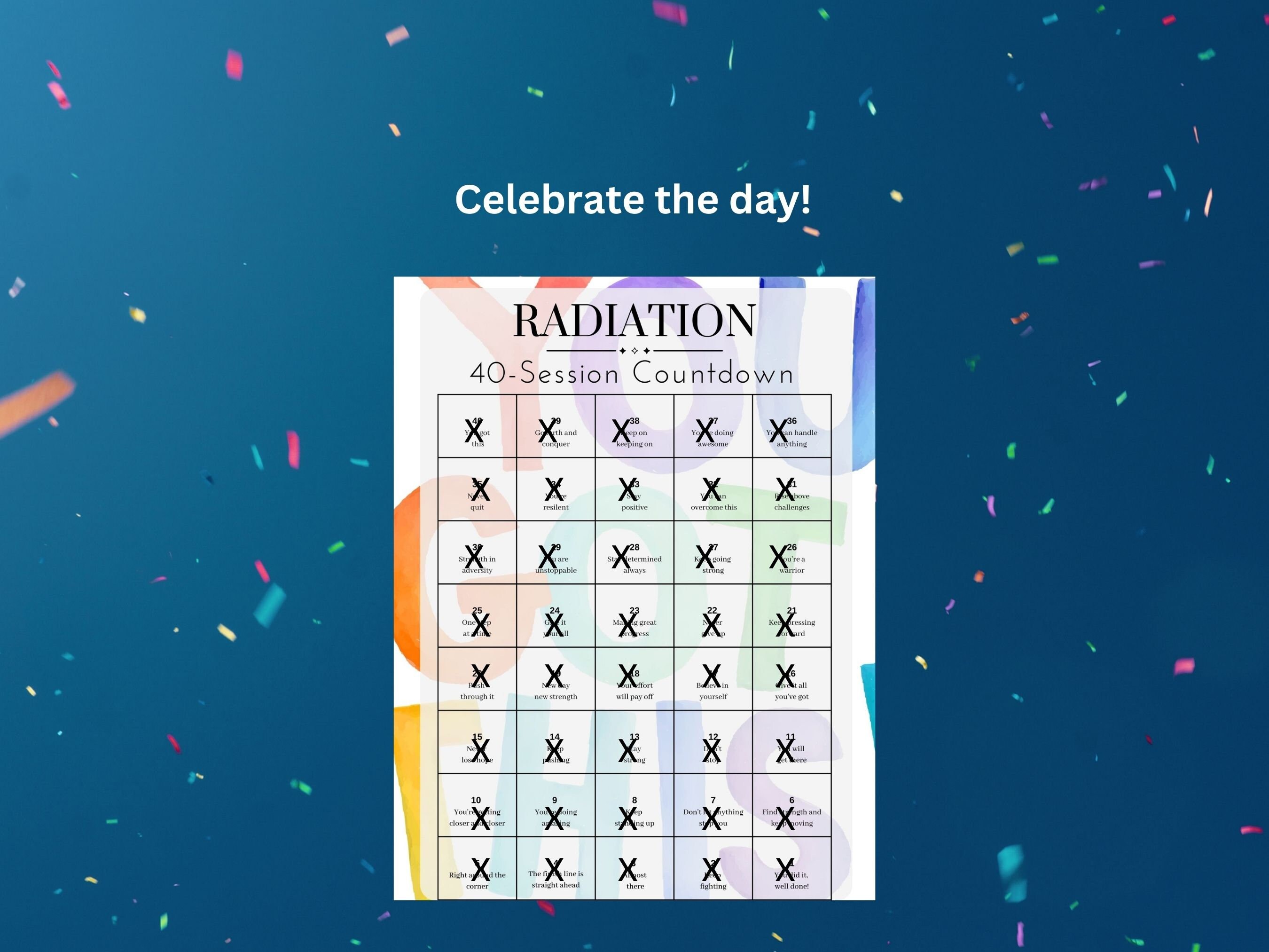 40session Radiation Countdown Calendar Tracker Journal Care Package
