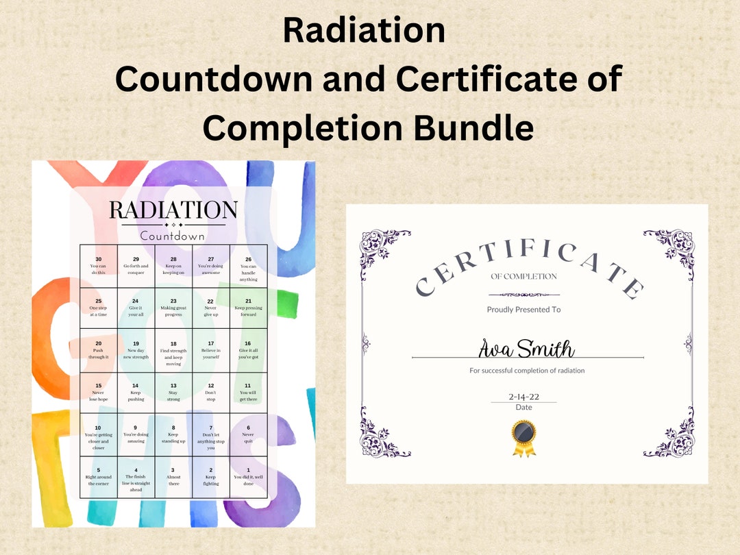 Radiation Treatment Daily Countdown Calendar for Cancer and Etsy