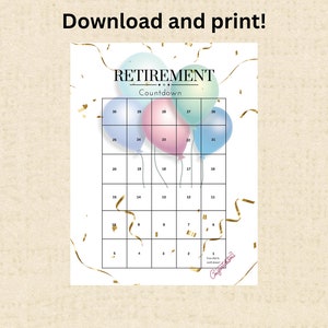 Retirement Countdown Calendar Instant Download Printable PDF - Etsy