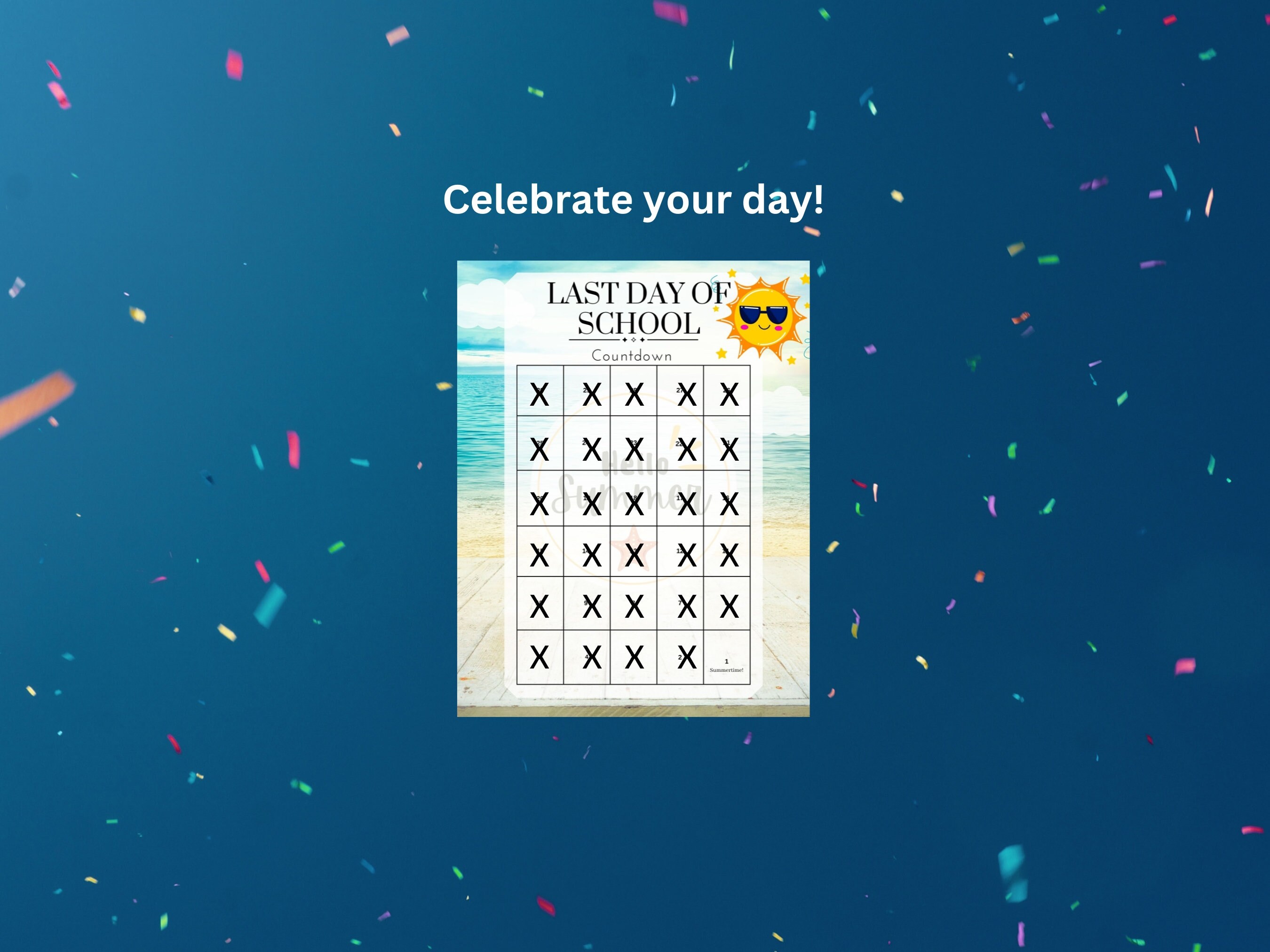 Last Day of School Countdown Calendar Instant Download Printable PDF Etsy