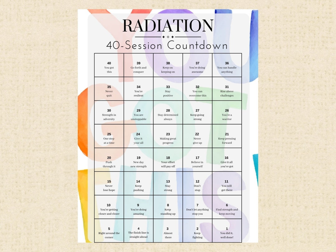 40session Radiation Countdown Calendar Tracker Journal Care Etsy