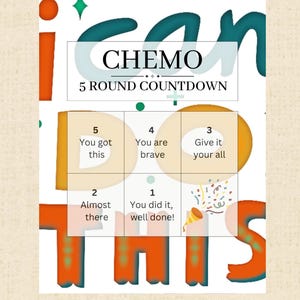 5-Round Chemo Treatment Countdown Calendar for Cancer Printable | Cancer Free Celebration Party | Cancer Warrior | Goodbye Cancer