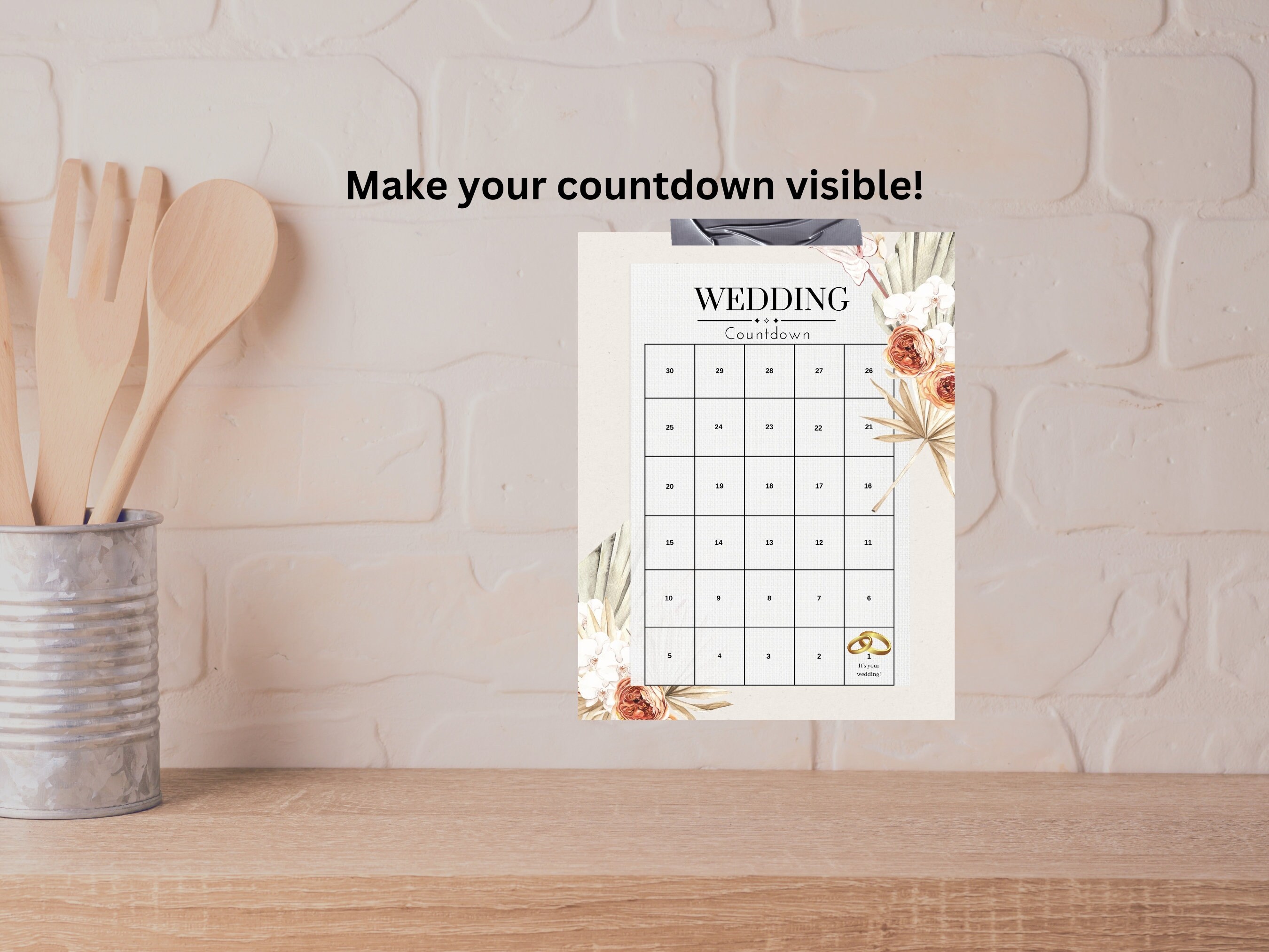Wedding Countdown Calendar Instant Download Printable PDF - Etsy