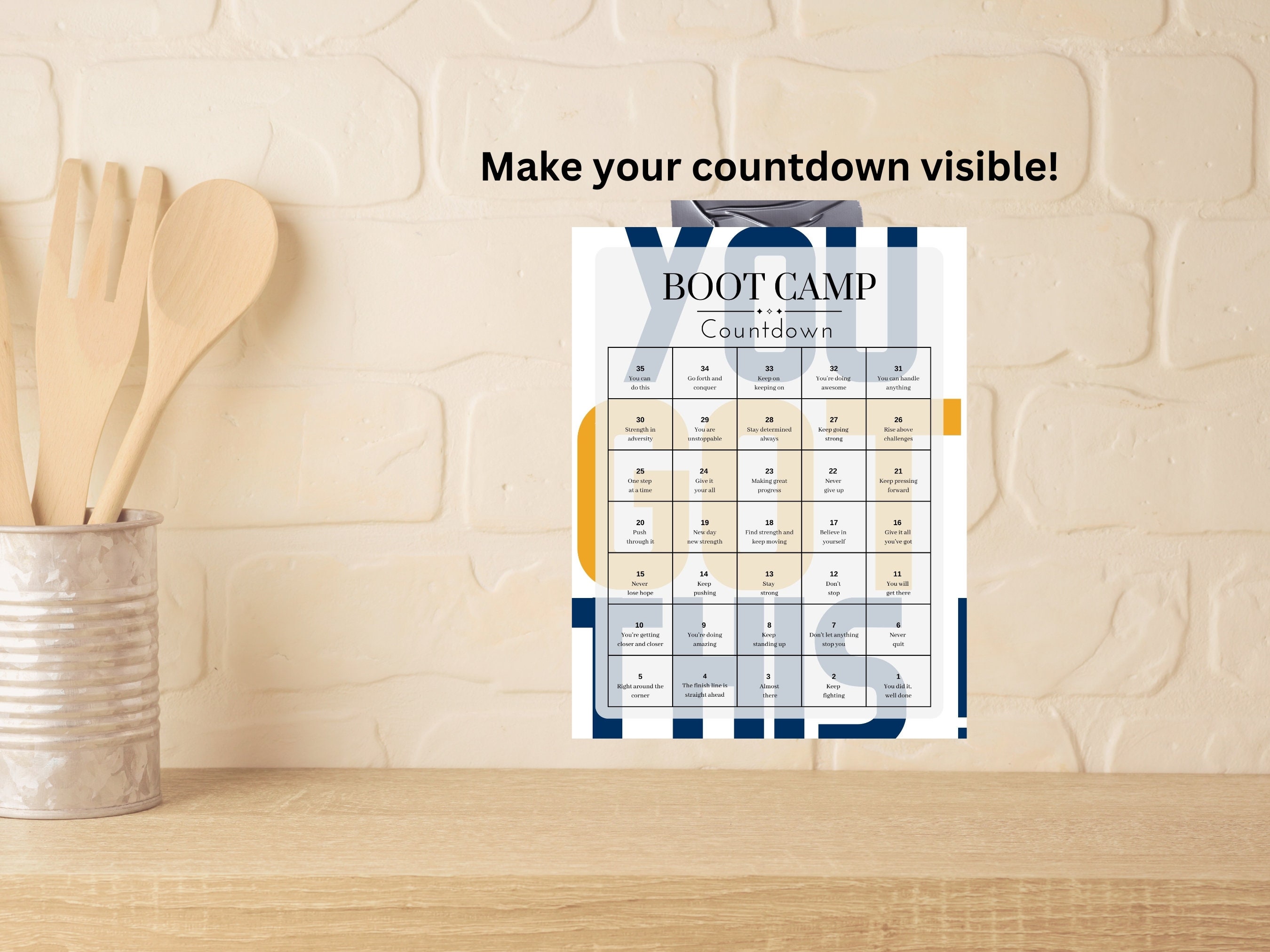 Boot Camp 30-day Daily Countdown Calendar Printable Army Boot 