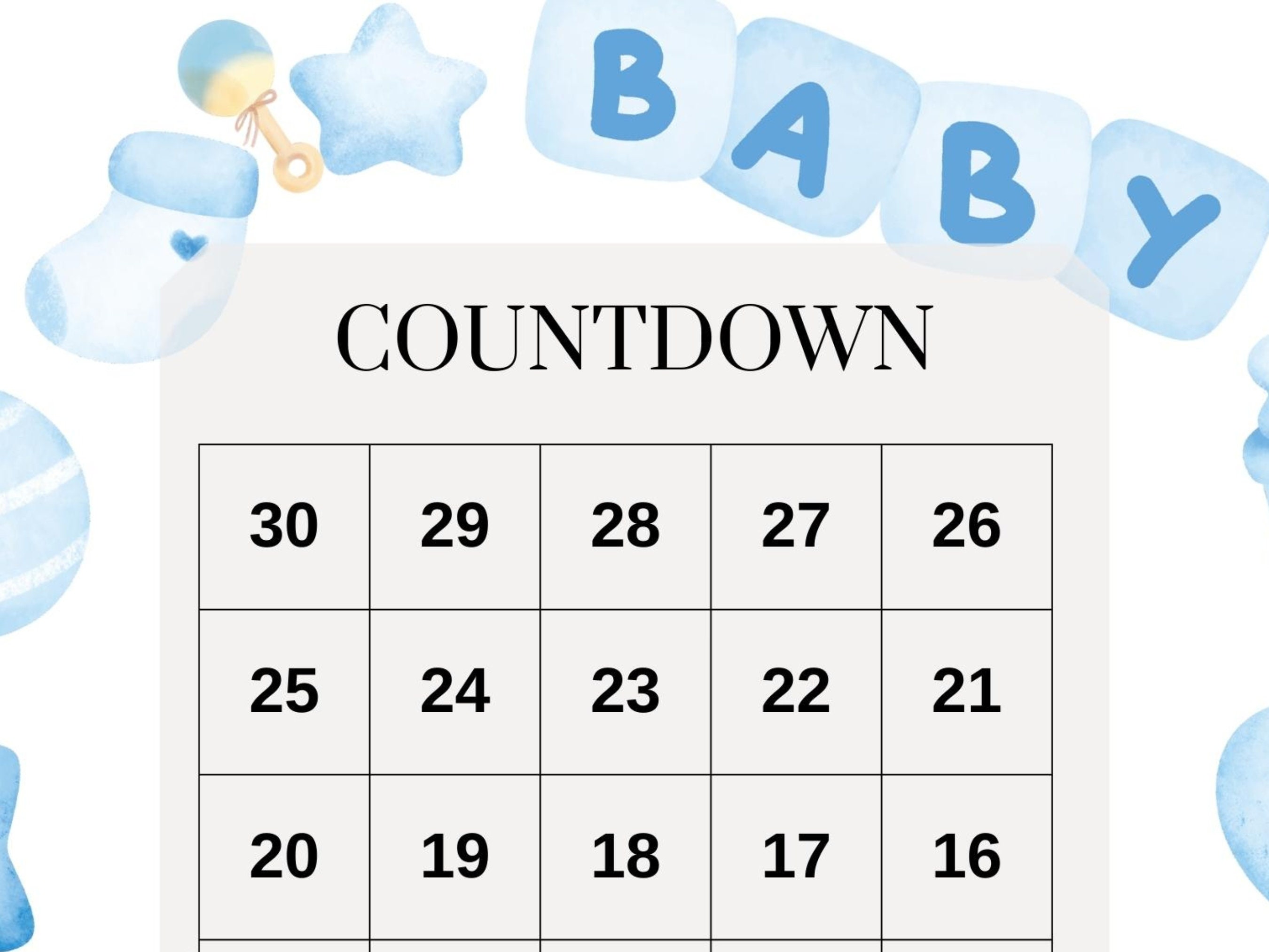 Pregnancy Countdown Calendar Instant Download Printable PDF - Etsy
