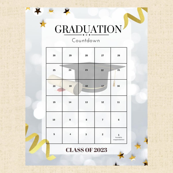 Countdown to Graduation Calendar Etsy