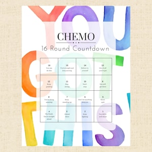 16-Round Chemo Treatment Countdown Calendar for Cancer - Daily Affirmations Instant Download Printable PDF; Motivate, Encourage, Inspire