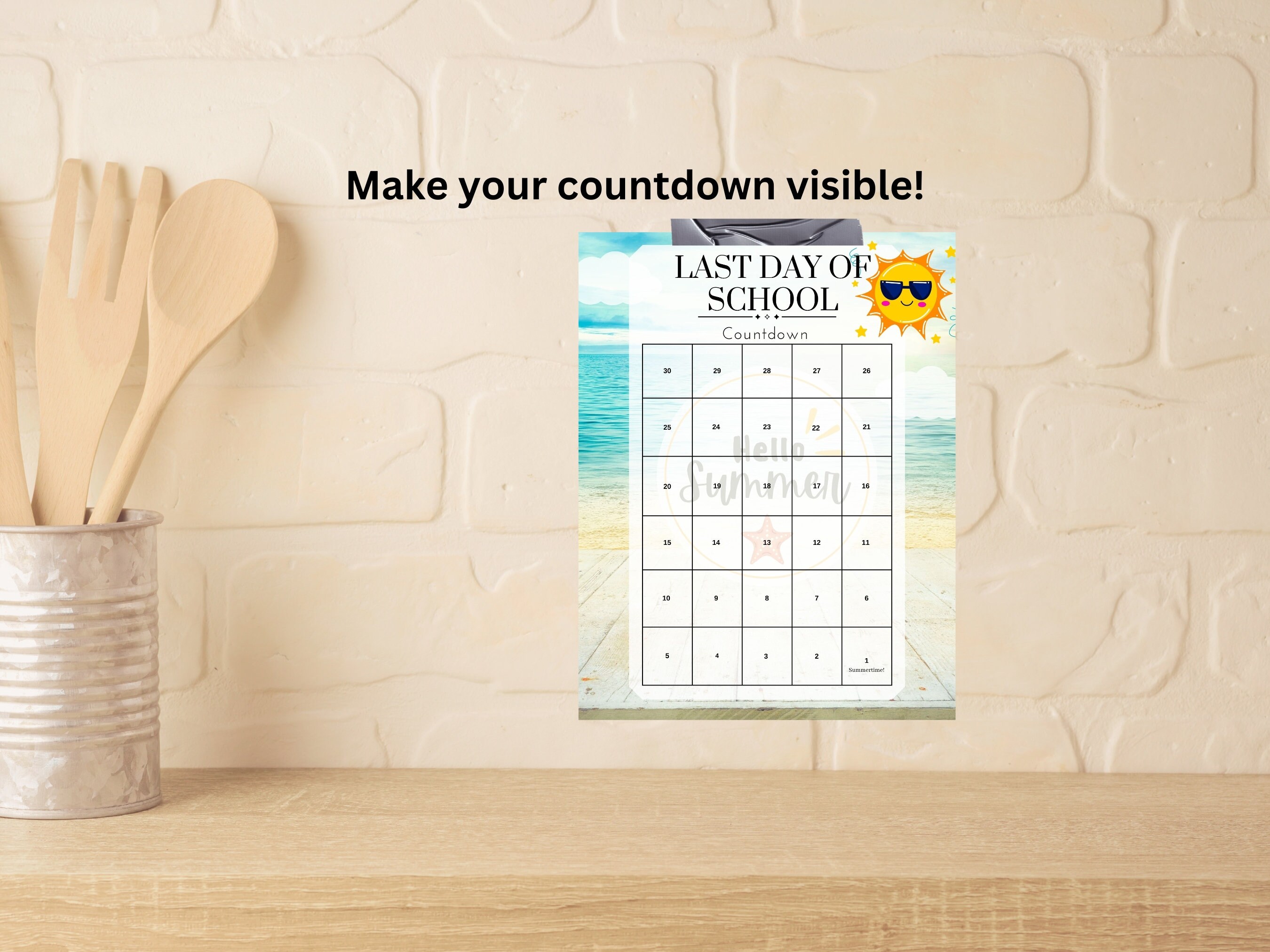 Last Day of School Countdown Calendar Instant Download Printable PDF Etsy