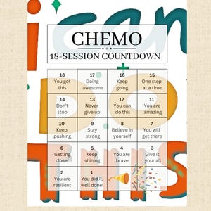 18-Round Chemo Treatment Countdown Calendar for Cancer Printable | Cancer Free Celebration Party | Cancer Warrior | Goodbye Cancer