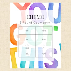 8-Round Chemo Treatment Countdown Calendar Tracker Journal Care Package Gift Idea for Cancer Printable- Affirmations Instant Download PDF