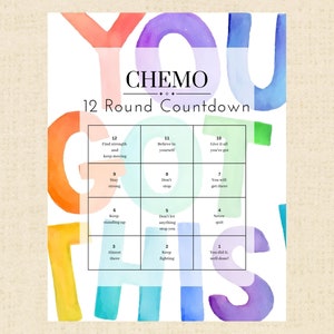 12-ronde chemobehandeling Countdown Kalender Tracker Journal Care Pakket Cadeau Idee voor Kanker Afdrukbaar - Affirmaties Instant Download PDF