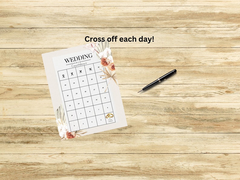 Wedding Countdown Calendar Instant Download Printable PDF - Etsy