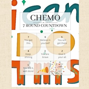 7-Round Chemo Treatment Countdown Calendar for Cancer Printable | Cancer Free Celebration Party | Cancer Warrior | Goodbye Cancer