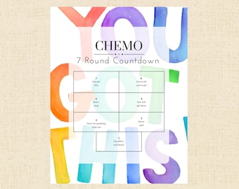 7-Round Chemo Treatment Countdown Calendar for Cancer Printable - Daily Affirmations Instant Download PDF; Motivate, Encourage, Inspire