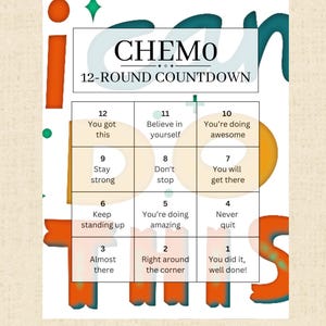 12-Round Chemo Treatment Countdown Calendar for Cancer Printable | Cancer Free Celebration Party | Cancer Warrior | Goodbye Cancer