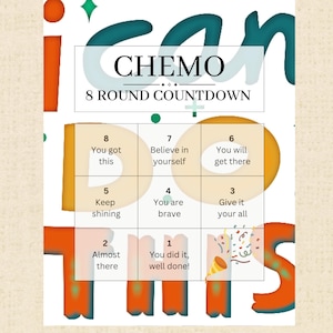 8-Round Chemo Treatment Countdown Calendar for Cancer Printable | Cancer Free Celebration Party | Cancer Warrior | Goodbye Cancer