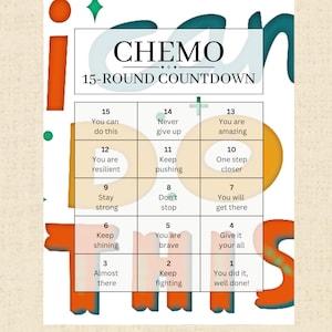 15-Round Chemo Treatment Countdown Calendar for Cancer Printable | Cancer Free Celebration Party | Cancer Warrior | Goodbye Cancer