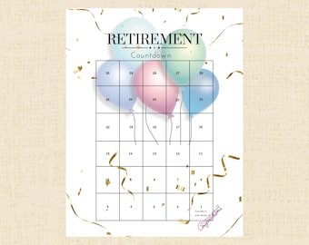 Countdown to Retirement Printable Calendar Fun Way to Count - Etsy