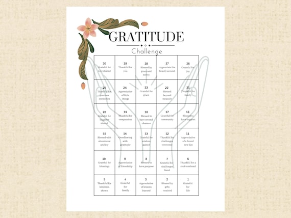 30-day Gratitude Challenge Countdown Calendar Daily Affirmations Instant  Download Printable PDF Motivate, Encourage, Inspire - Etsy