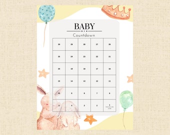 Schwangerschafts-Countdown-Kalender Sofortiger Download Druckbares PDF