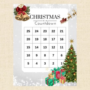 Christmas Countdown Calendar Printable, Christmas decorations, Christmas crafts