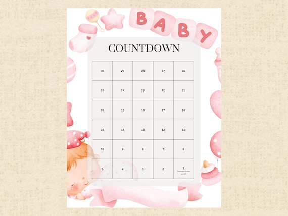 Pregnancy Countdown Calendar Instant Download Printable PDF - Etsy