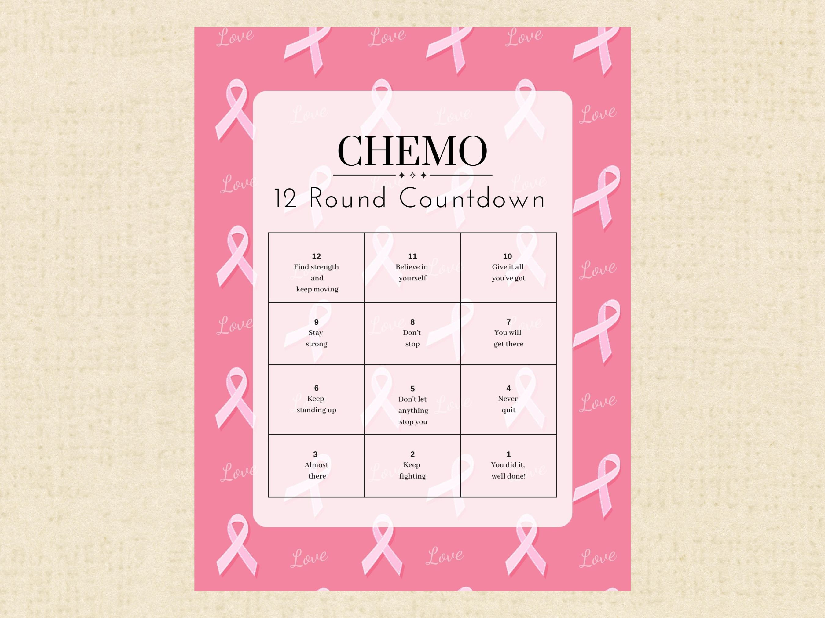 12-round Breast Cancer Chemo Treatment Countdown Calendar Printable ...