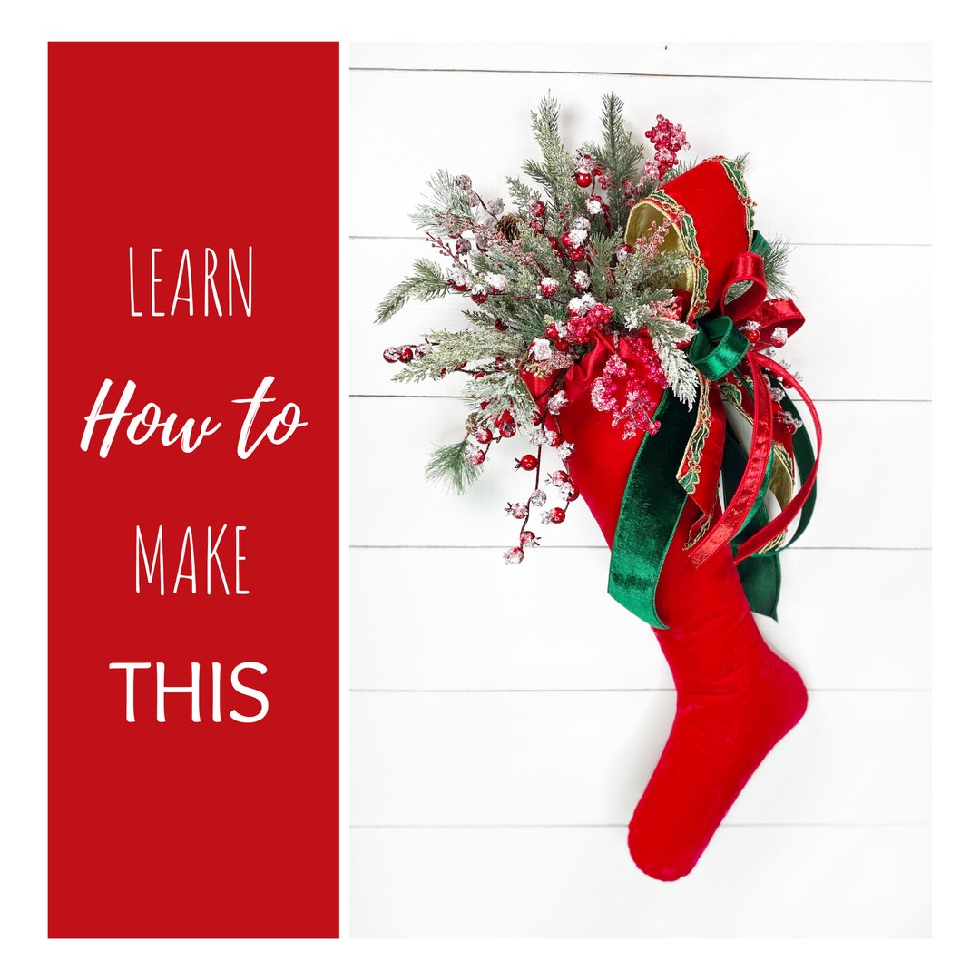 DIY Christmas Stocking Wreath, Christmas Floral Wreath, How to Make A