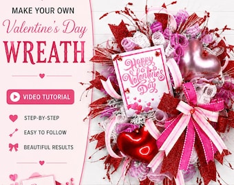 Valentine Wreath Video Tutorial, DIY Mesh Wreath (Digital Download)