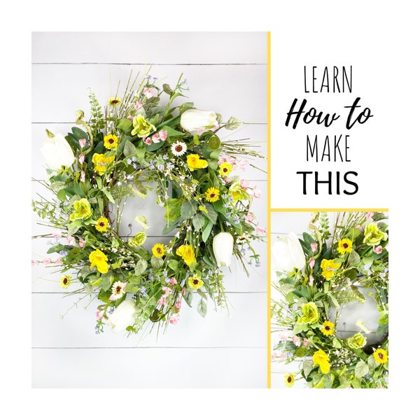 How To Make a Grapevine Wreath, DIY Spring Floral Wreath, Wreath Making Tutorial, Floral Wreath Tutorial, DIY Summer Wreath, How to Video