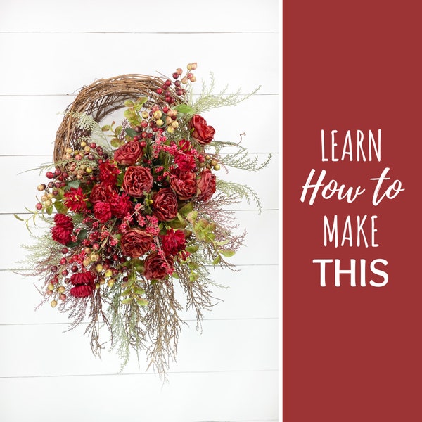 DIY Grapevine Wreath, How To Make A Floral Wreath, Rose Wreath Tutorial, Wreath Video Tutorial, DIY Autumn Decor, Do It Yourself Fall Wreath