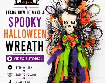 DIY Halloween Skull Wreath Tutorial, Spooky Decor (DIY Video)