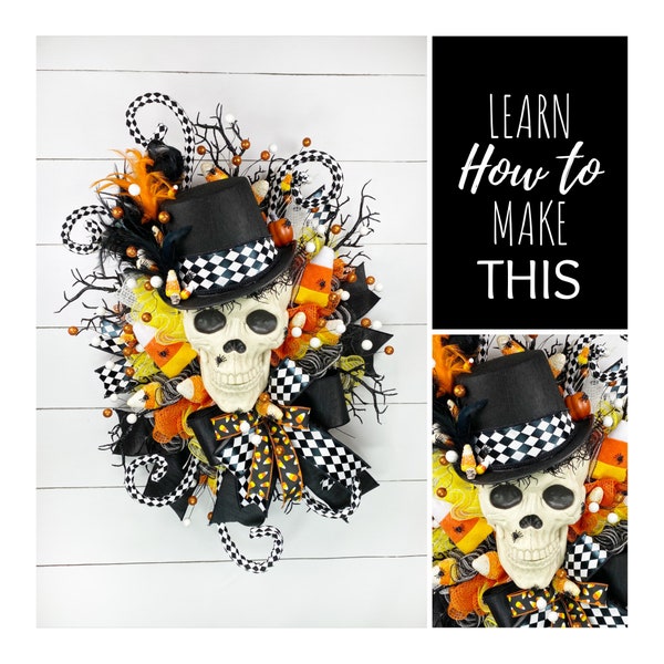 Halloween Skull Wreath Video Tutorial, DIY Wreath, How to Make a Halloween Wreath, Wreath Making Secrets, Easy to Follow Wreath Tutorial