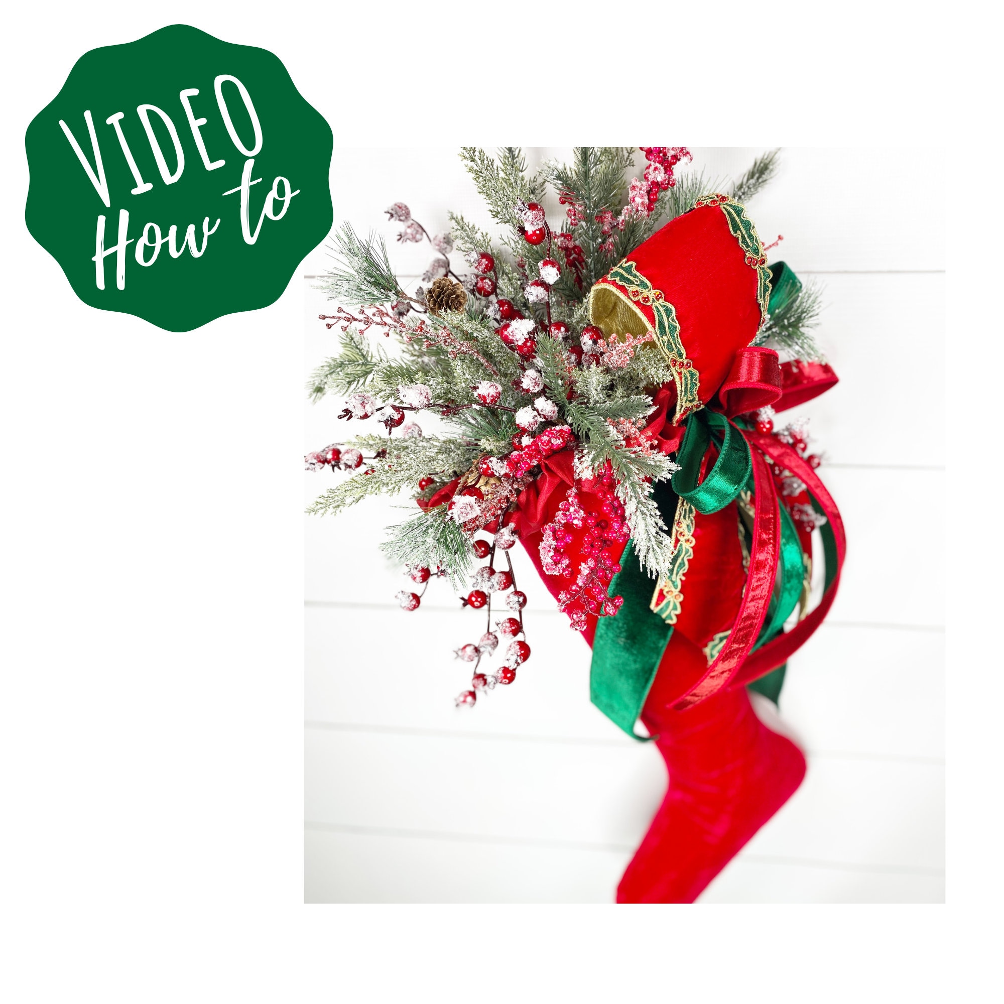 DIY Christmas Stocking Wreath, Christmas Floral Wreath, How to Make A