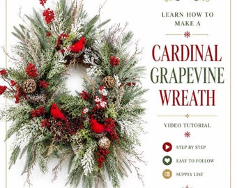 Cardinal Grapevine Wreath DIY Tutorial, Winter Wreath Video