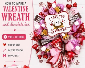 Valentine Mesh Wreath Tutorial, DIY Wreath Video (Digital Download)