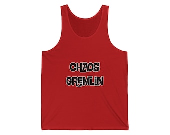 Débardeur unisexe en jersey Chaos Gremlin - Haut d'été amusant, cadeau pour les joueurs, style original, tenue décontractée, coupe décontractée