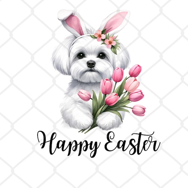 Maltese Easter Bunny PNG Clipart, Happy Easter Maltese Dog Lovers Gift Cut Files For Crafters-Digital Downloads