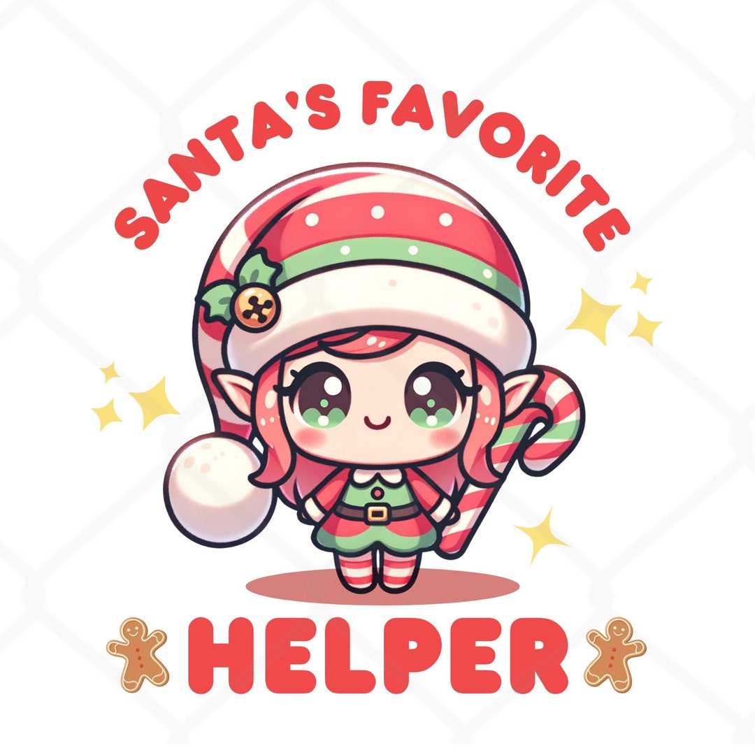 Santa's Favorite Helper Png,cute Christmas Elf Graphics,holiday ...