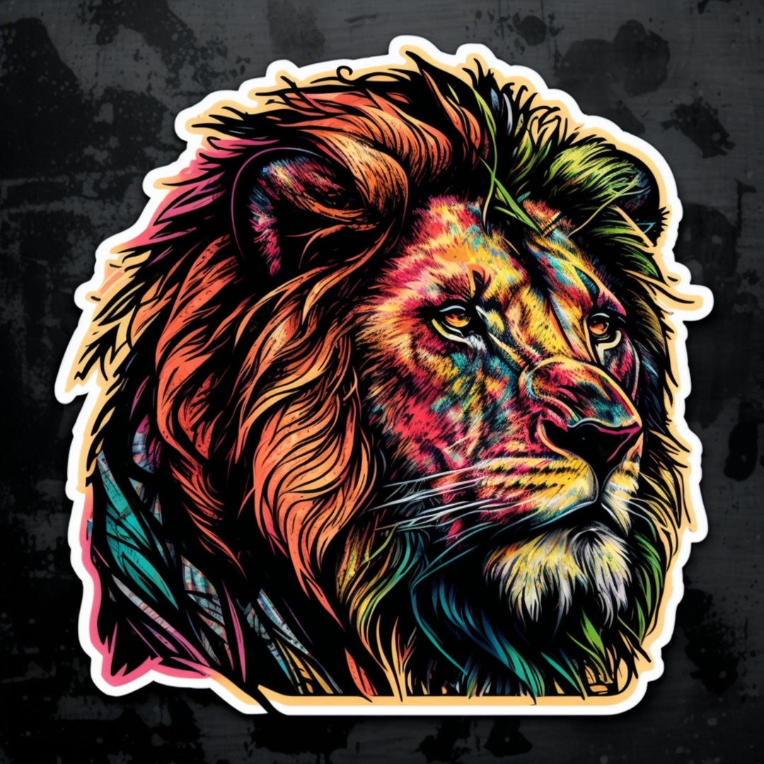 Colorful Realistic Lion Sticker - Etsy