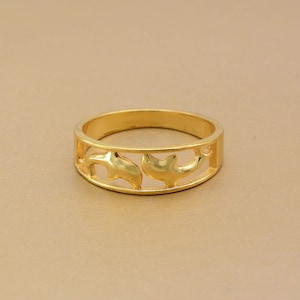 Gold Dolphin Ring – Ocean-Inspired Jewelry, Nautical Gift for Her, Animal Lover Jewelry, Handmade Band