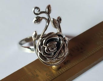 Rose Ring, Dainty rose ring, Flower Ring, Women&#39;s Sterling Silver Rose Ring, Bohemian Ring, Rose Jewelry, Silver Rose Rings, Mother day Gift