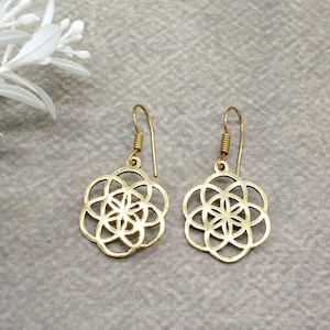Sacred Geometry Flower Earrings – Boho Mandala Inspired Statement Jewelry