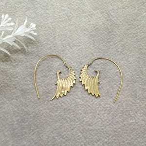 Wing Shaped Tribal Hoop Earrings – Bold Boho Statement Jewelry for Women, Halloween Gifts