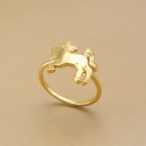 Gold Brass Unicorn Ring: Adjustable Fantasy Animal Jewelry